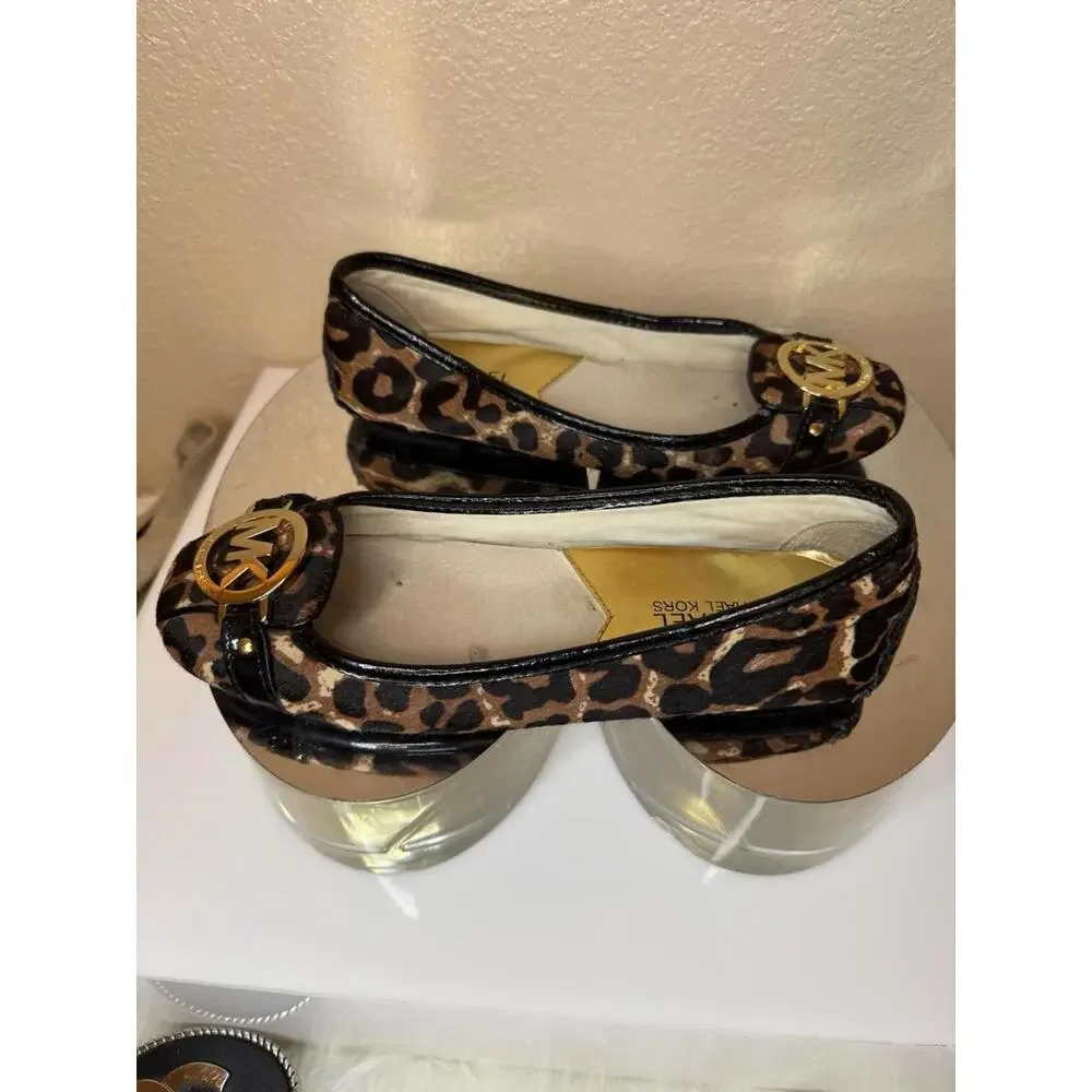 Michael Kors Womens Size 6 Fulton Leopard Print Calf Hair Moccasin‎